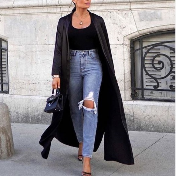 MODA ME COUTURE Tops - CHIC Black Satin Duster Top